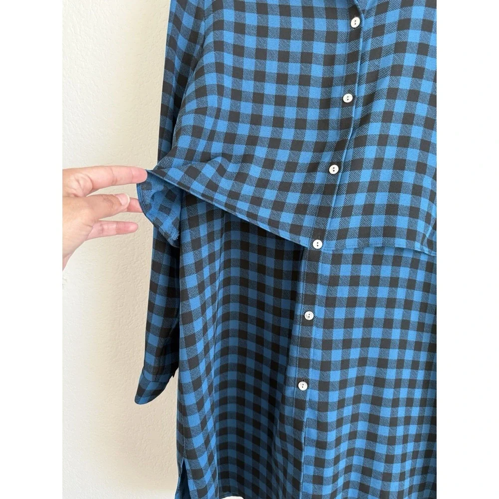 J.Jill Women's Blue Black Buffalo Check Plaid Layered Size XL Shirt‎ Dress Tunic